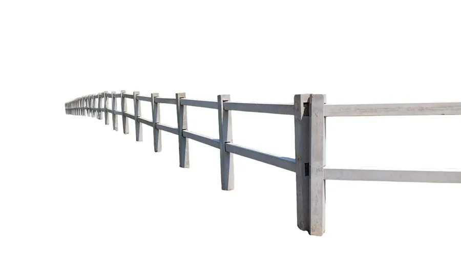 Precast palisade fence panels installed along a residential boundary